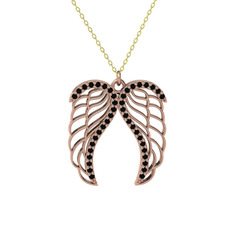 Siyah zirkon 14 ayar rose altın kolye (40 cm altın rolo zincir)