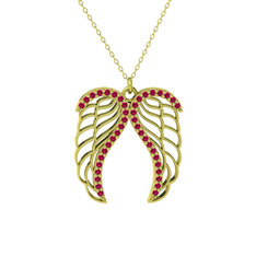 Rodolit garnet 14 ayar altın kolye (40 cm gümüş rolo zincir)