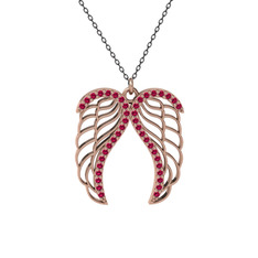 Raziel Melek Kanadı Kolye - Rodolit garnet 18 ayar rose altın kolye (40 cm gümüş rolo zincir) #ohbwv0