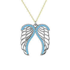 Raziel Melek Kanadı Kolye - Akuamarin 925 ayar gümüş kolye (40 cm altın rolo zincir) #oszlha