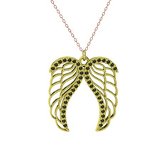 Raziel Melek Kanadı Kolye - Peridot 18 ayar altın kolye (40 cm rose altın rolo zincir) #ybxr2z