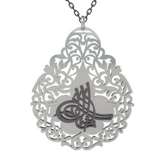 Tuğra Kolye - 925 ayar siyah rodyum kaplama gümüş kolye (50 cm gümüş rolo zincir) #16cwi67