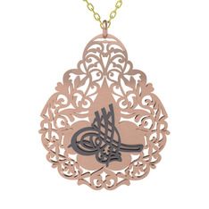 Tuğra Kolye - 925 ayar siyah rodyum kaplama gümüş kolye (50 cm altın rolo zincir) #18qoru4