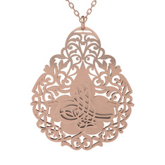 Tuğra Kolye - 925 ayar rose altın kaplama gümüş kolye (50 cm gümüş rolo zincir) #1dafgui