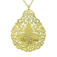 Tuğra Kolye - 925 ayar altın kaplama gümüş kolye (50 cm altın rolo zincir) #5bvwx7