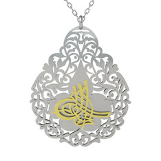 Tuğra Kolye - 925 ayar altın kaplama gümüş kolye (50 cm gümüş rolo zincir) #6mjie3