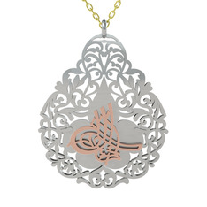 Tuğra Kolye - 925 ayar rose altın kaplama gümüş kolye (50 cm gümüş rolo zincir) #6r4ode