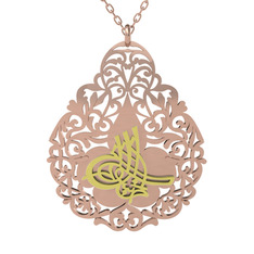 Tuğra Kolye - 14 ayar altın kolye (50 cm rose altın rolo zincir) #7ujmkd