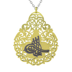 925 ayar siyah rodyum kaplama gümüş kolye (50 cm beyaz altın rolo zincir)