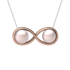 Pembe inci 14 ayar rose altın kolye (40 cm beyaz altın rolo zincir)