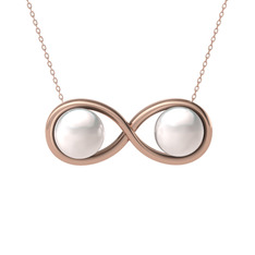İncili Sonsuzluk Kolye - Inci 14 ayar rose altın kolye (40 cm gümüş rolo zincir) #1rxkxd6