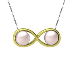 İncili Sonsuzluk Kolye - Pembe inci 14 ayar altın kolye (40 cm gümüş rolo zincir) #1vhvak9