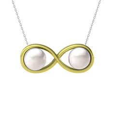 İncili Sonsuzluk Kolye - Inci 925 ayar altın kaplama gümüş kolye (40 cm gümüş rolo zincir) #zou60h