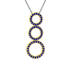 Lab safir 18 ayar altın kolye (40 cm gümüş rolo zincir)