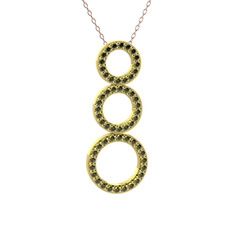 Peridot 925 ayar altın kaplama gümüş kolye (40 cm rose altın rolo zincir)