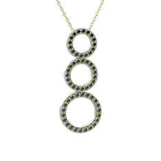 Hiru Daire Kolye - Peridot 18 ayar beyaz altın kolye (40 cm altın rolo zincir) #11e2bjo