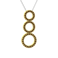 Hiru Daire Kolye - Dumanlı kuvars 14 ayar altın kolye (40 cm beyaz altın rolo zincir) #11mn0b