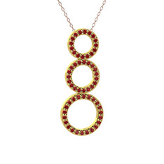 Hiru Daire Kolye - Garnet 8 ayar altın kolye (40 cm rose altın rolo zincir) #177oqa0