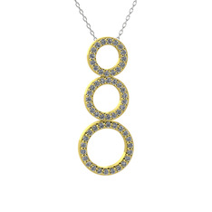 Hiru Daire Kolye - Pırlanta 8 ayar altın kolye (0.5016 karat, 40 cm beyaz altın rolo zincir) #17j6jkh
