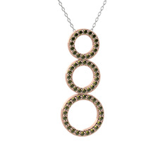 Hiru Daire Kolye - Peridot 925 ayar rose altın kaplama gümüş kolye (40 cm beyaz altın rolo zincir) #17o2kxf