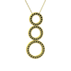 Hiru Daire Kolye - Peridot 14 ayar altın kolye (40 cm altın rolo zincir) #188ivhr