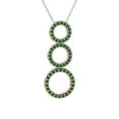Hiru Daire Kolye - Yeşil kuvars 8 ayar rose altın kolye (40 cm gümüş rolo zincir) #18j50jv
