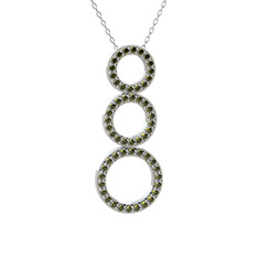 Hiru Daire Kolye - Peridot 18 ayar beyaz altın kolye (40 cm beyaz altın rolo zincir) #19wgl8a