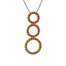 Hiru Daire Kolye - Rodolit garnet 18 ayar altın kolye (40 cm gümüş rolo zincir) #1byzovb