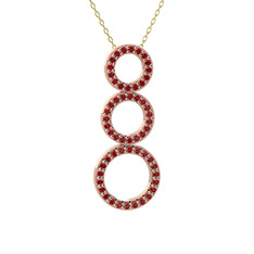 Hiru Daire Kolye - Garnet 8 ayar rose altın kolye (40 cm altın rolo zincir) #1e5zbnb