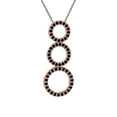 Siyah zirkon 8 ayar rose altın kolye (40 cm gümüş rolo zincir)