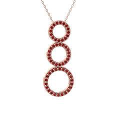Hiru Daire Kolye - Garnet 925 ayar rose altın kaplama gümüş kolye (40 cm rose altın rolo zincir) #1gmeoo6