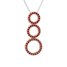 Hiru Daire Kolye - Garnet 8 ayar rose altın kolye (40 cm beyaz altın rolo zincir) #1gqy6xn