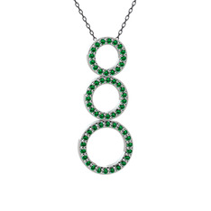 Hiru Daire Kolye - Yeşil kuvars 18 ayar beyaz altın kolye (40 cm gümüş rolo zincir) #1i5bgmv