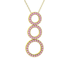 Pembe kuvars 8 ayar altın kolye (40 cm altın rolo zincir)