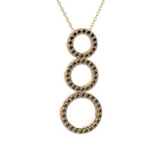 Hiru Daire Kolye - Peridot 18 ayar rose altın kolye (40 cm gümüş rolo zincir) #1j7yp8q