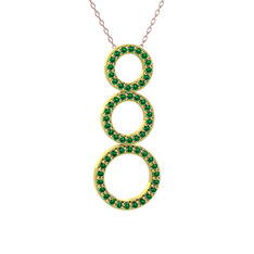 Hiru Daire Kolye - Yeşil kuvars 14 ayar altın kolye (40 cm rose altın rolo zincir) #1jari4x