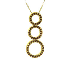 Hiru Daire Kolye - Dumanlı kuvars 8 ayar altın kolye (40 cm altın rolo zincir) #1k4zuuf