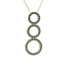 Peridot 18 ayar beyaz altın kolye (40 cm altın rolo zincir)