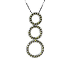 Peridot 8 ayar beyaz altın kolye (40 cm gümüş rolo zincir)