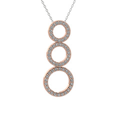 Beyaz zirkon 18 ayar rose altın kolye (40 cm beyaz altın rolo zincir)