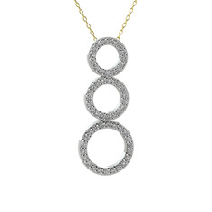 Hiru Daire Kolye - Beyaz zirkon 18 ayar beyaz altın kolye (40 cm altın rolo zincir) #1ozmf50