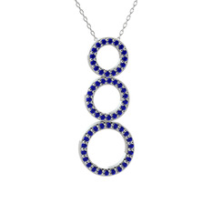 Lab safir 18 ayar beyaz altın kolye (40 cm gümüş rolo zincir)