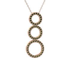 Hiru Daire Kolye - Peridot 925 ayar rose altın kaplama gümüş kolye (40 cm rose altın rolo zincir) #1t1b9ph
