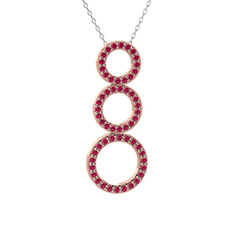Hiru Daire Kolye - Rodolit garnet 925 ayar rose altın kaplama gümüş kolye (40 cm gümüş rolo zincir) #1t5p4sl
