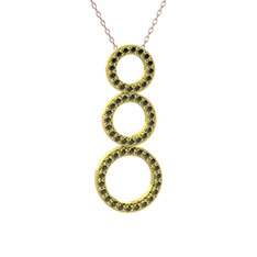 Hiru Daire Kolye - Peridot 8 ayar altın kolye (40 cm rose altın rolo zincir) #1vsjtra