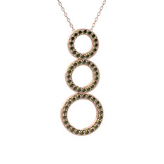Hiru Daire Kolye - Peridot 18 ayar rose altın kolye (40 cm rose altın rolo zincir) #1xo3z4s
