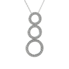 Hiru Daire Kolye - Beyaz zirkon 925 ayar gümüş kolye (40 cm gümüş rolo zincir) #3bktlh