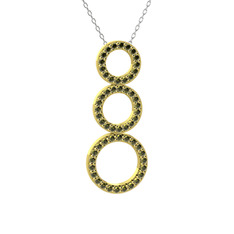Hiru Daire Kolye - Peridot 925 ayar altın kaplama gümüş kolye (40 cm beyaz altın rolo zincir) #49yit