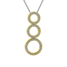 Swarovski 925 ayar altın kaplama gümüş kolye (40 cm gümüş rolo zincir)