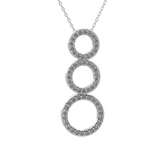 Hiru Daire Kolye - Pırlanta 925 ayar gümüş kolye (0.5016 karat, 40 cm beyaz altın rolo zincir) #72xyox